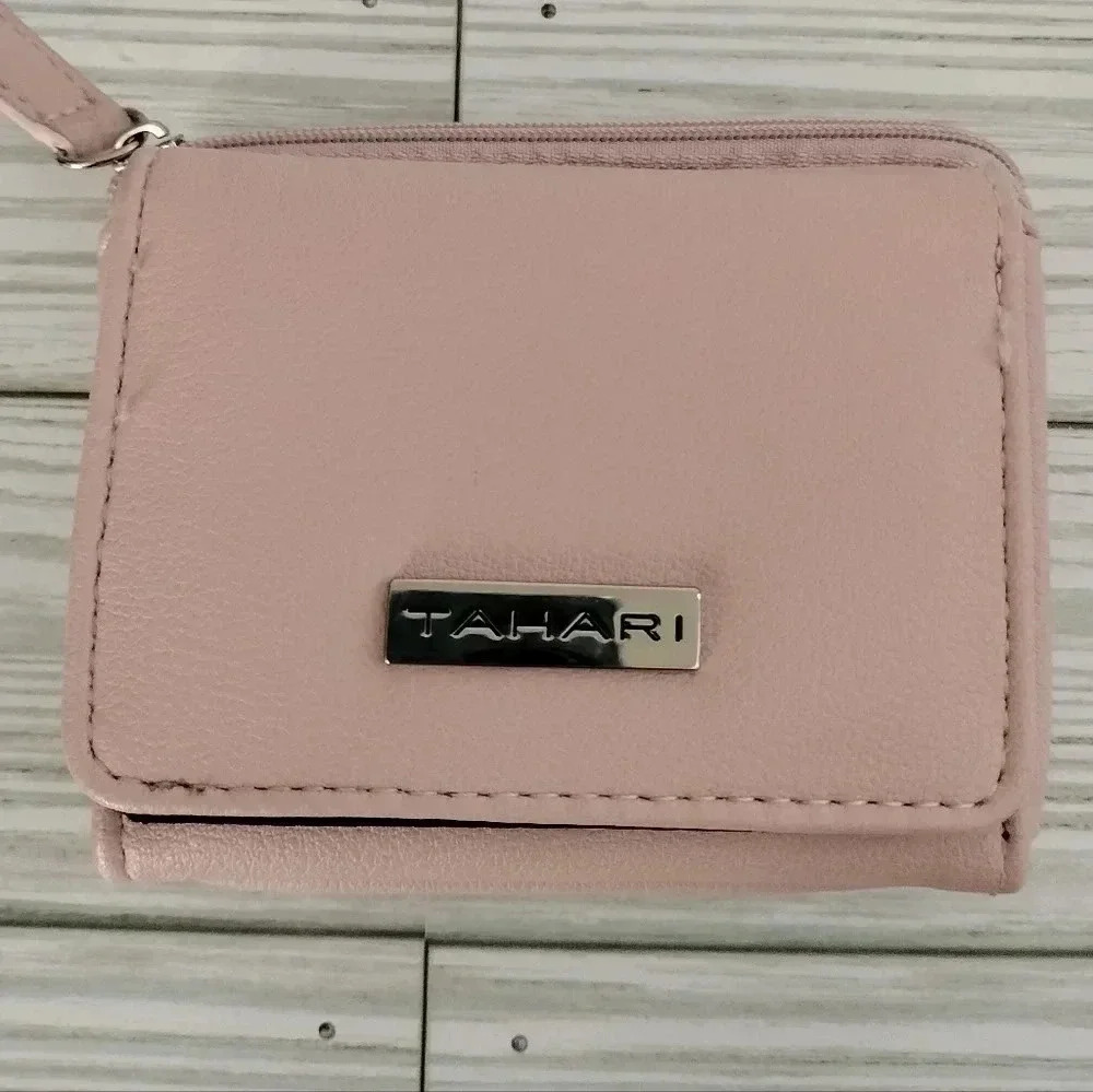 Tahari Pink Small Wallet Snap Zipper Closure